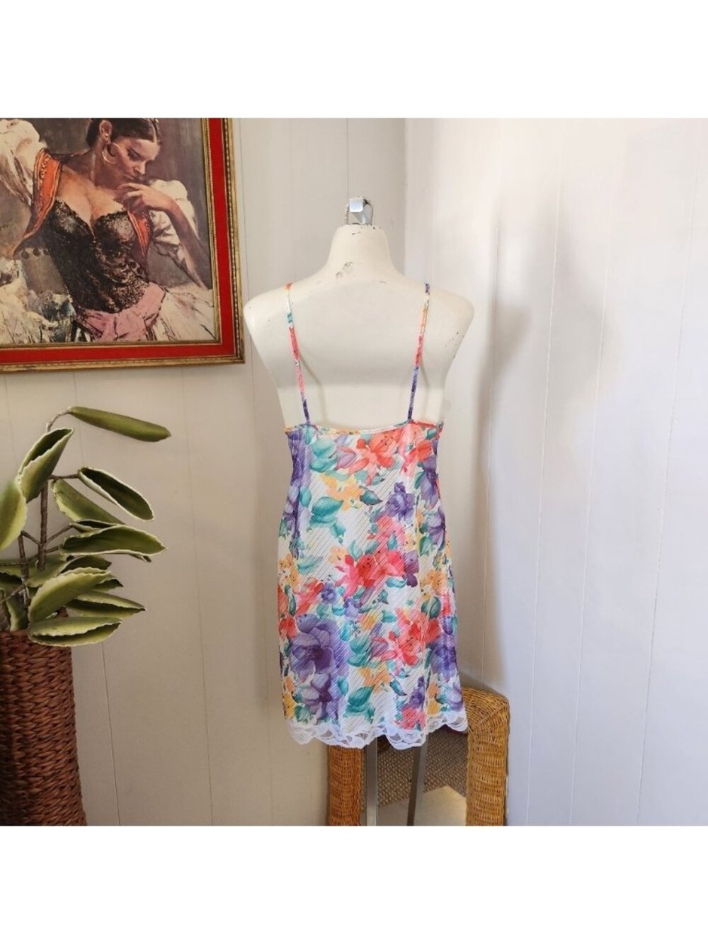 Vintage Floral Nightie Lingerie Sheer Slip Dress 90s 199ps Y2K Mini Fairycore - Picture 3 of 11